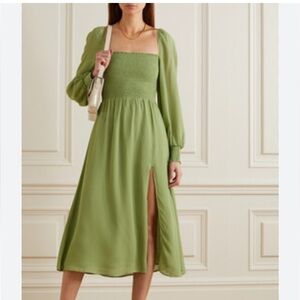 REFORMATION
+ NET SUSTAIN Cello shirred crepe midi dress - light green - XS